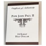 24 Karat Half Dollar - Pope John Paul II 