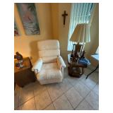 2 White Leather Recliners