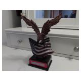 Eagle with American Flag 10 inch Bronze