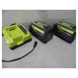2 Ryobi 40v 8ah Batteries and Charger