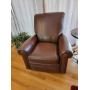 Barcalounger Leather Swivel Recliner Arm Chair, a