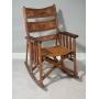 Grand Costa Rican Hand-Crafted Wood / Leather Campaign Rocking Chair