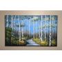 Large Scenic Birch Tree Canvas Painting
