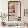 50 in. W x 31 in. H Rectangle Metal Framed Black Deep Modern Wall Mirror Customer Returns See Pictures