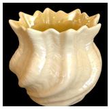 Vintage Belleek Irish Porcelain Shamrock Harp Bud Vase and Belleek Limpet Yellow Nautilus Bud Vase