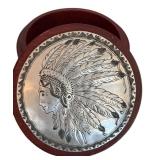 Indian Prayer Plaque and Large Trinket with Beautiful Chief Embossed Designed Top
