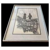 Mid Century Modern 1969 Aldo Luongo Expressionism Lithograph Print" Holding Hands"