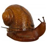 Brass Snail Lamp with Amber Tone Art Glass Shade