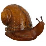 Brass Snail Lamp with Amber Tone Art Glass Shade