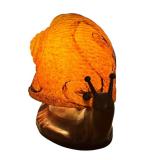 Brass Snail Lamp with Amber Tone Art Glass Shade