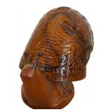 Brass Snail Lamp with Amber Tone Art Glass Shade