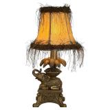 Vintage Petite Brass Elephant Figurine Table Lamp