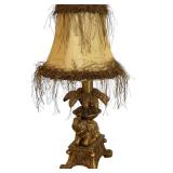 Vintage Petite Brass Elephant Figurine Table Lamp