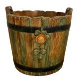 Vintage Weller Wood Rose Pottery Basket