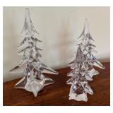 Set of Three Vintage Lead Crystal Tree Figurines