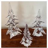 Set of Three Vintage Lead Crystal Tree Figurines