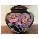 Antique Tiffin Black Glass Lamp