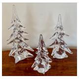 Set of Three Vintage Lead Crystal Tree Figurines