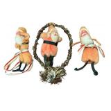 Three Antique Santa Clause Figurine Ornaments