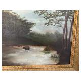 Antique Oil on Board Framed Scenic Painting