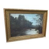 Antique Oil on Board Framed Scenic Painting