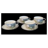 Antique RS Reinhold Schlegelmilch Germany Pink and White Tulips Luncheon Plate, Teacups and Saucers