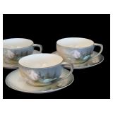 Antique RS Reinhold Schlegelmilch Germany Pink and White Tulips Luncheon Plate, Teacups and Saucers