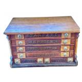 Antique Wooden Spool Cabinet, Merrick