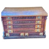 Antique Wooden Spool Cabinet, Merrick