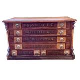 Antique Wooden Spool Cabinet, Merrick's Six Cord Spool Cotton