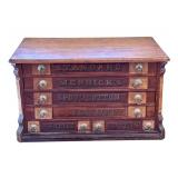 Antique Wooden Spool Cabinet, Merrick