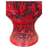 Vintage Chinese Export Large Bombe Baluster Carved Red Cinnabar Vase