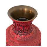 Vintage Chinese Export Large Bombe Baluster Carved Red Cinnabar Vase