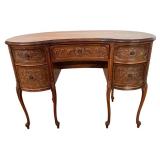 Antique French Louis XV Style Carved Wood Kidney Shaped Desk