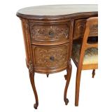 Antique French Louis XV Style Carved Wood Kidney Shaped Desk