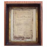 Framed Antique 1882 Print Advertising The Glorious Fourth! The Only Indian Brass Band!