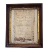 Framed Antique 1882 Print Advertising The Glorious Fourth! The Only Indian Brass Band!