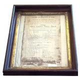 Framed Antique 1882 Print Advertising The Glorious Fourth! The Only Indian Brass Band!