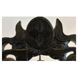 Vintage Carved Wood and Brass Chinese Gong Bell