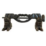 Vintage Carved Wood and Brass Chinese Gong Bell