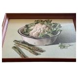 Pair of Decorative Kitchen Framed Wall Hangings with Asparagus, Cauliflower and Onions
