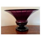 Vintage Amethyst Glass Bowl with Silver Overlay Design