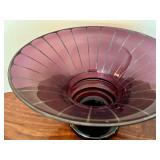 Vintage Amethyst Glass Bowl with Silver Overlay Design
