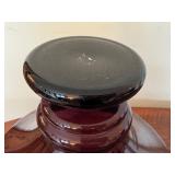 Vintage Amethyst Glass Bowl with Silver Overlay Design