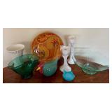 Stylish Home Decor Items including a Lovely Hand Blown Glass Aqua Vase