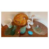 Stylish Home Decor Items including a Lovely Hand Blown Glass Aqua Vase