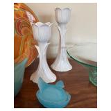 Stylish Home Decor Items including a Lovely Hand Blown Glass Aqua Vase
