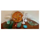Stylish Home Decor Items including a Lovely Hand Blown Glass Aqua Vase