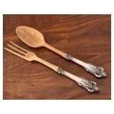 Vintage Wallace Grand Baroque Two Piece Sterling Silver Salad Serving Utensils