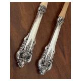 Vintage Wallace Grand Baroque Two Piece Sterling Silver Salad Serving Utensils